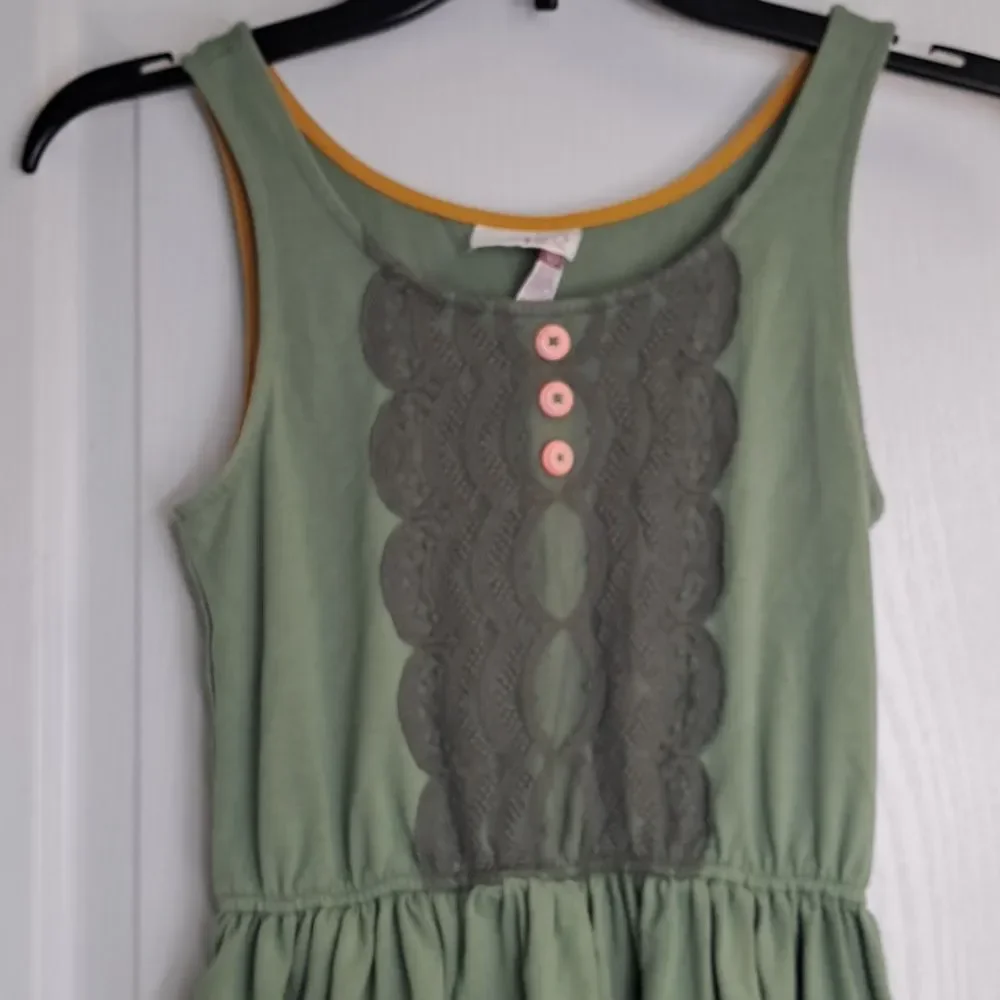 Green and Pink Kids Lace Detail Peaceful Plains Dress